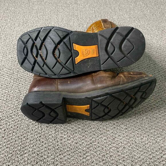 Ariat Mens Boots Size 9EE‎ Brown Gold Leather Pull On Square Toe Western - Picture 11 of 12